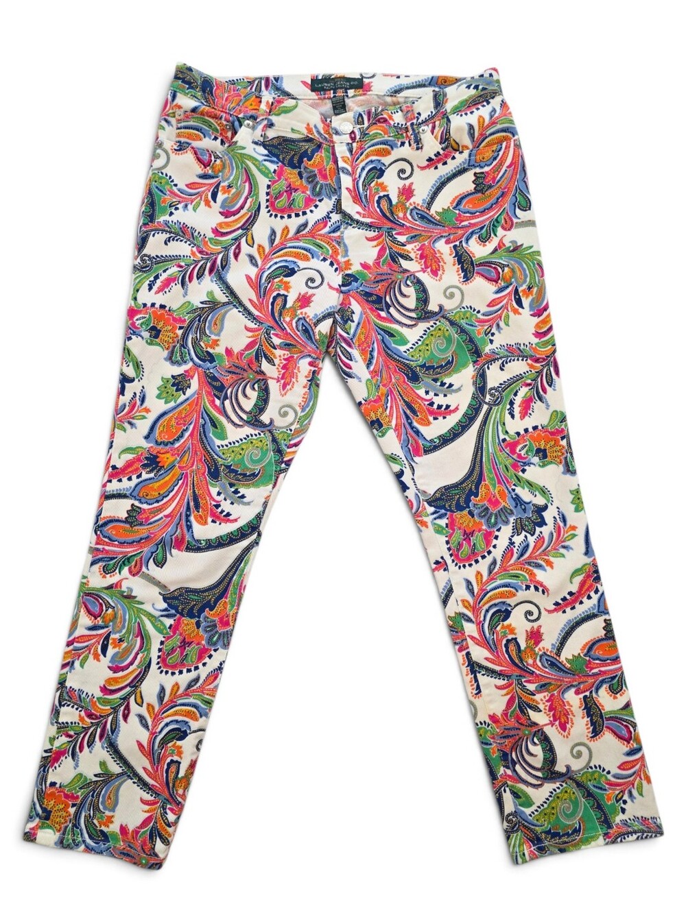 Lauren Ralph Lauren Modern Straight Paisley Ankle Jeans Size 10 Colorful Preppy